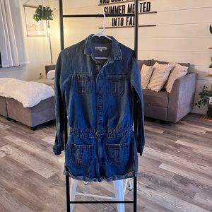 Abercrombie and Fitch Long Sleeve Denim Short Romper